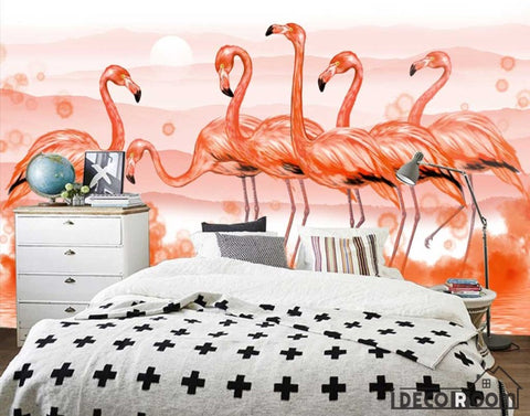 Image of Modern minimalist flamingo Nordic wallpaper wall murals IDCWP-HL-000328
