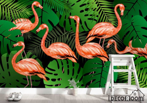 Image of Scandinavian modern flamingo wallpaper wall murals IDCWP-HL-000329