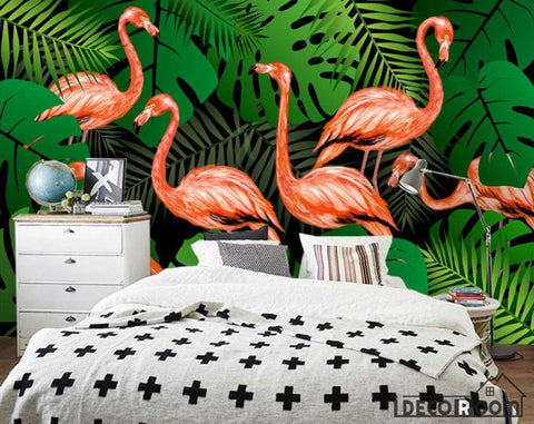 Image of Scandinavian modern flamingo wallpaper wall murals IDCWP-HL-000329