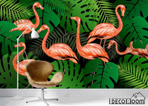 Image of Scandinavian modern flamingo wallpaper wall murals IDCWP-HL-000329