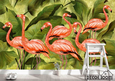 Image of Vintage flamingo wallpaper wall murals IDCWP-HL-000330
