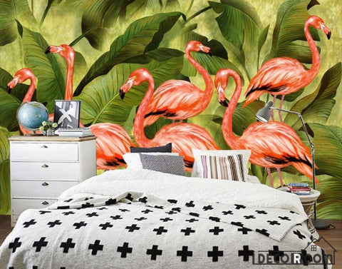 Image of Vintage flamingo wallpaper wall murals IDCWP-HL-000330