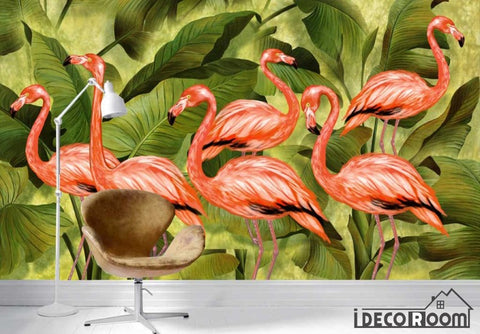 Image of Vintage flamingo wallpaper wall murals IDCWP-HL-000330