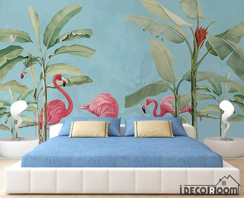 Image of Scandinavian Tropical Plant Flamingo wallpaper wall murals IDCWP-HL-000337