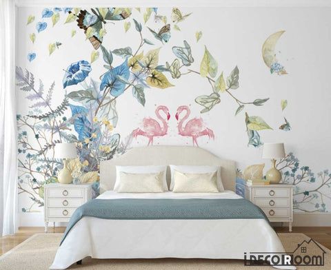 Image of Nordic floral flamingo wallpaper wall murals IDCWP-HL-000338