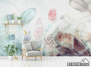 Modern minimalist abstract feather Nordic wallpaper wall murals IDCWP-HL-000343