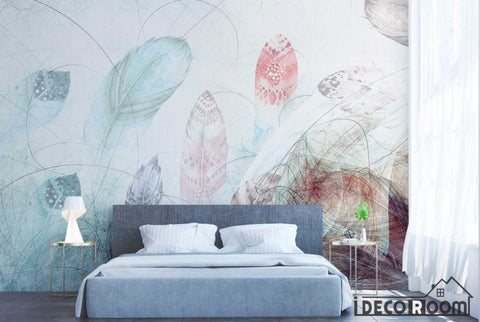 Image of Modern minimalist abstract feather Nordic wallpaper wall murals IDCWP-HL-000343