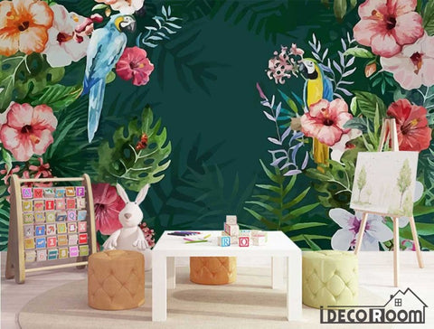 Image of Nordic tropical bird sofa wallpaper wall murals IDCWP-HL-000347