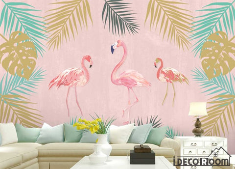 Image of Scandinavian tropical plant Flamingo wallpaper wall murals IDCWP-HL-000352