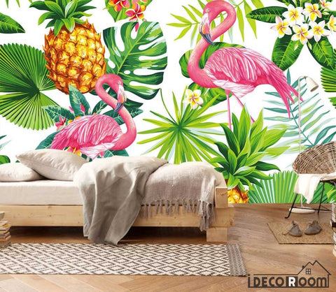 Image of Nordic tropical plant flamingo sofa wallpaper wall murals IDCWP-HL-000354