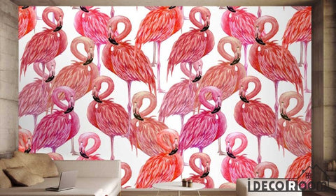 Image of Nordic style flamingo wallpaper wall murals IDCWP-HL-000365