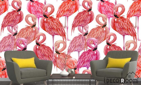 Image of Nordic style flamingo wallpaper wall murals IDCWP-HL-000365