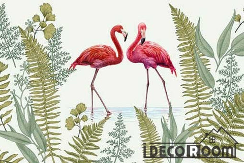Image of American tropical rainforest flamingo wallpaper wall murals IDCWP-HL-000369