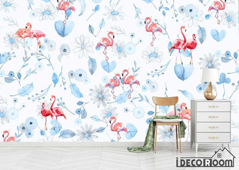 Image of Modern plant flamingo Nordic wallpaper wall murals IDCWP-HL-000376