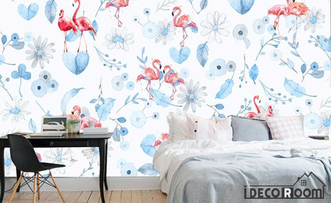 Image of Modern plant flamingo Nordic wallpaper wall murals IDCWP-HL-000376