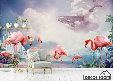Image of Modern minimalist glacier landscape sea flamingo wallpaper wall murals IDCWP-HL-000378