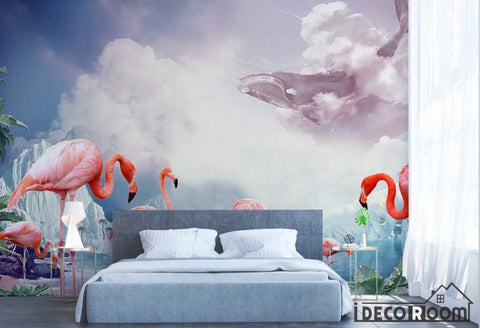 Image of Modern minimalist glacier landscape sea flamingo wallpaper wall murals IDCWP-HL-000378