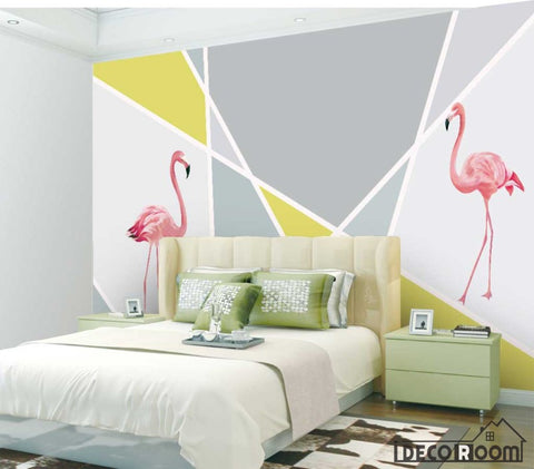 Image of Abstract space flamingo wallpaper wall murals IDCWP-HL-000381
