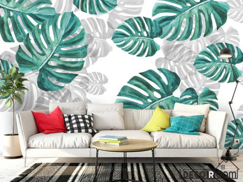 Image of Monstera watercolor leaf wall mural