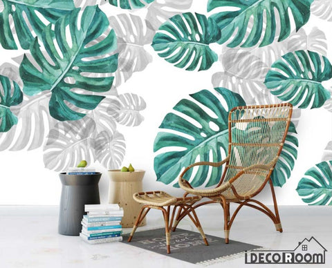 Image of Modern minimalist Nordic art monstera watercolor wallpaper wall murals IDCWP-HL-000392