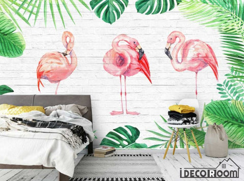 Image of Flamingo watercolor Nordic minimalism white wall wallpaper wall murals IDCWP-HL-000394