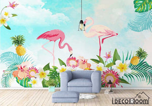 Nordic style modern minimalist flamingo wallpaper wall murals IDCWP-HL-000395