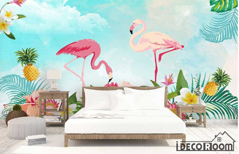 Image of Nordic style modern minimalist flamingo wallpaper wall murals IDCWP-HL-000395