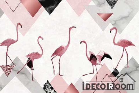 Image of Fashion simple geometric peak flamingo marble wallpaper wall murals IDCWP-HL-000400