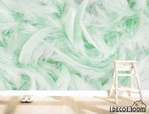 Image of Beautiful green feather wallpaper wall murals IDCWP-HL-000403