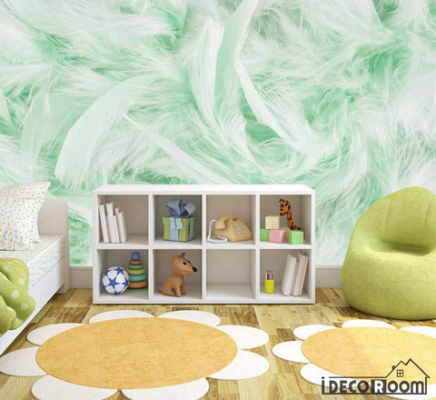 Image of Beautiful green feather wallpaper wall murals IDCWP-HL-000403