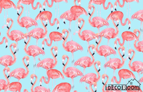Image of Modern minimalist pink flamingo hit color Nordic wallpaper wall murals IDCWP-HL-000404
