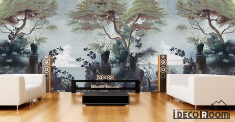 Image of European retro seaside rainforest tree flamingo wallpaper wall murals IDCWP-HL-000407