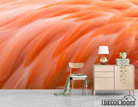 Image of Nordic flame flamingo feather decorative wallpaper wall murals IDCWP-HL-000414