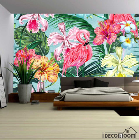 Image of tropical plant flamingo wallpaper wall murals IDCWP-HL-000423