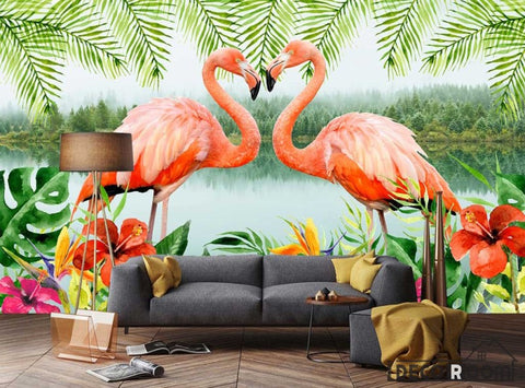Image of Flamingo modern minimalist Nordic wallpaper wall murals IDCWP-HL-000425
