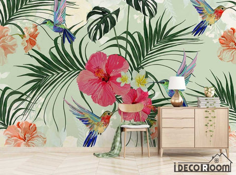 Image of Nordic Tropical Plant Leaf Flamingo Sofa wallpaper wall murals IDCWP-HL-000427