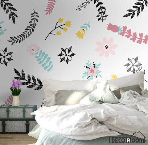 Image of Modern plant flower leaves minimalism paper wallpaper wall murals IDCWP-HL-000430