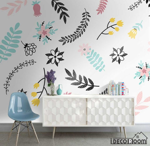 Image of Modern plant flower leaves minimalism paper wallpaper wall murals IDCWP-HL-000430