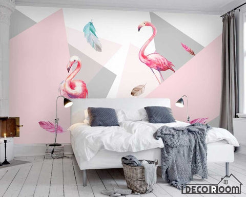 Image of Modern minimalist flamingo wallpaper wall murals IDCWP-HL-000450