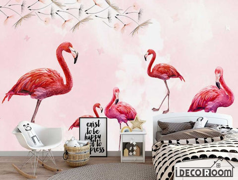 Image of Nordic dandelion flamingo wallpaper wall murals IDCWP-HL-000456