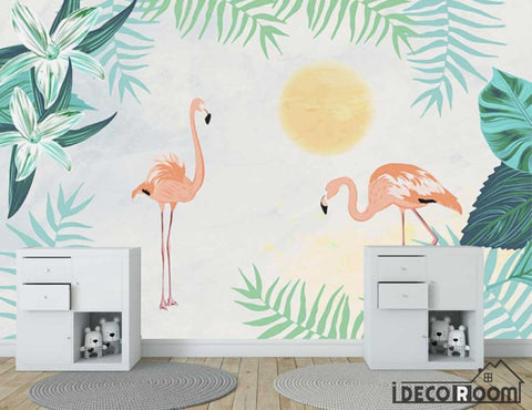 Image of Nordic Rain Forest Flamingo wallpaper wall murals IDCWP-HL-000457