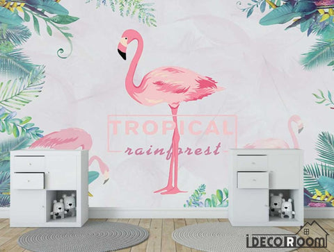 Image of New Chinese banana leaf flamingo wallpaper wall murals IDCWP-HL-000458