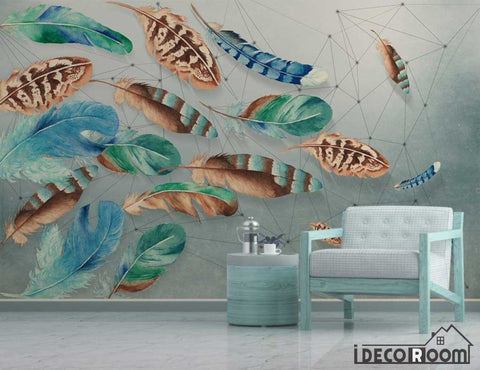 Image of Modern minimalist retro geometric feather Nordic wallpaper wall murals IDCWP-HL-000461
