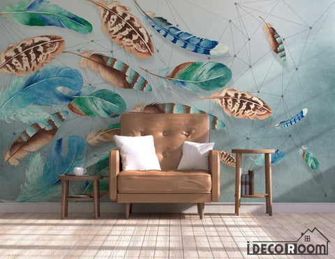 Image of Modern minimalist retro geometric feather Nordic wallpaper wall murals IDCWP-HL-000461