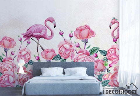 Image of Modern minimalist rose floral flamingo wallpaper wall murals IDCWP-HL-000467