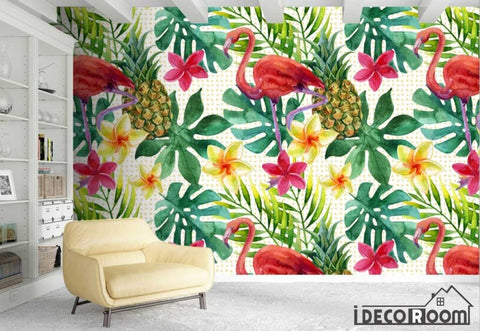 Image of Nordic plant flower pineapple flamingo wallpaper wall murals IDCWP-HL-000477