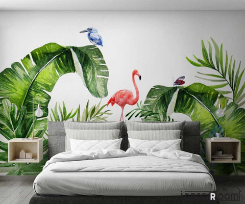 Image of Scandinavian tropical plant Flamingo wallpaper wall murals IDCWP-HL-000493