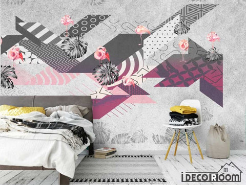 Image of Flamingo abstract geometric minimalism modern wallpaper wall murals IDCWP-HL-000494
