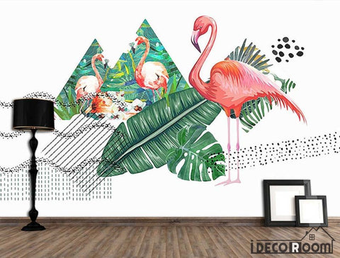 Image of European tropical rainforest flamingo wallpaper wall murals IDCWP-HL-000497