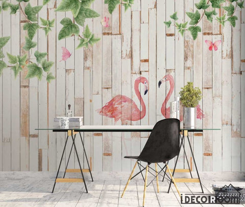 Image of Modern minimalist watercolor flamingo wallpaper wall murals IDCWP-HL-000501
